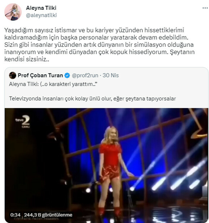 aleyna tilki den kendisiyle ilgili paylasima sert cevap seytansiniz